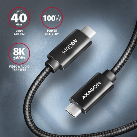 BUCM432-CM10AB Kabel USB-C - USB-C, USB4 Gen 3x2 1m, PD 100W, 8K HD, ALU, oplot Czarny BUCM432-CM10AB Kabel USB-C - USB-C, USB4 Gen 3x2 1m, PD 100W, 8K HD, ALU, oplot Czarny