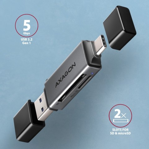 CRE-DAC Czytnik kart zewnętrzny USB3.2 Gen 1 Type-C + Type-A SD/microSD CRE-DAC Czytnik kart zewnętrzny USB3.2 Gen 1 Type-C + Type-A SD/microSD