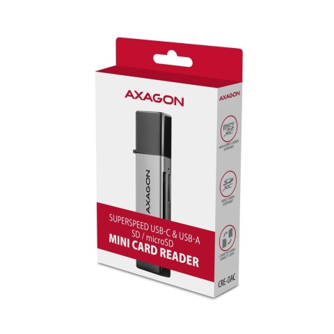CRE-DAC Czytnik kart zewnętrzny USB3.2 Gen 1 Type-C + Type-A SD/microSD CRE-DAC Czytnik kart zewnętrzny USB3.2 Gen 1 Type-C + Type-A SD/microSD