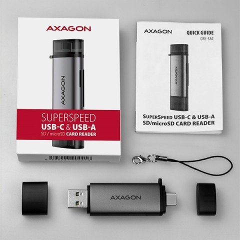 CRE-SAC Czytnik kart zewnętrzny USB3.2 Gen 1 Type-C + Type-A SD/microSD CRE-SAC Czytnik kart zewnętrzny USB3.2 Gen 1 Type-C + Type-A SD/microSD