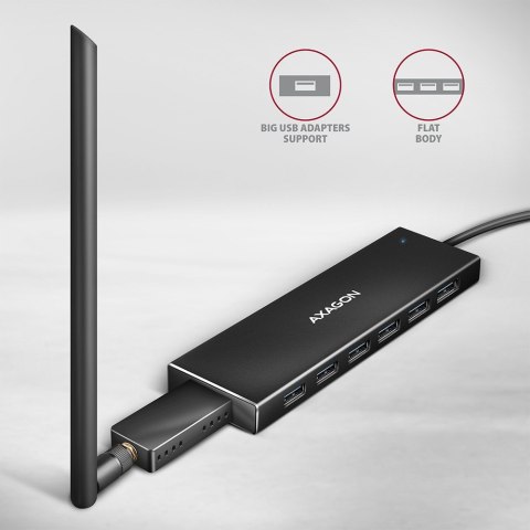 HUE-F7A Hub 7-portowy USB 3.2 Gen 1 ALU FLAT, micro USB, 1m USB-A kabel HUE-F7A Hub 7-portowy USB 3.2 Gen 1 ALU FLAT, micro USB, 1m USB-A kabel