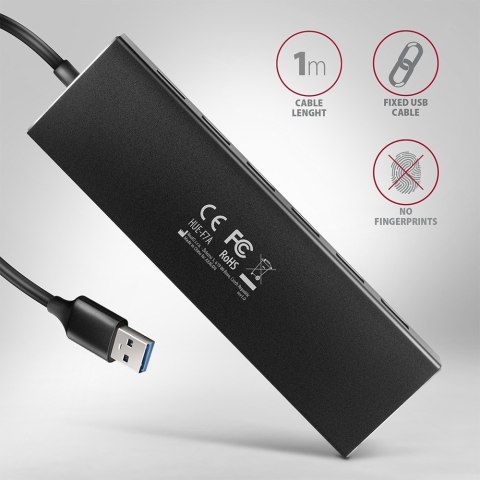 HUE-F7A Hub 7-portowy USB 3.2 Gen 1 ALU FLAT, micro USB, 1m USB-A kabel HUE-F7A Hub 7-portowy USB 3.2 Gen 1 ALU FLAT, micro USB, 1m USB-A kabel