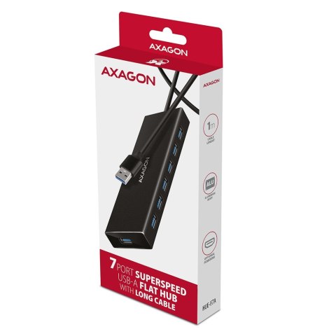 HUE-F7A Hub 7-portowy USB 3.2 Gen 1 ALU FLAT, micro USB, 1m USB-A kabel HUE-F7A Hub 7-portowy USB 3.2 Gen 1 ALU FLAT, micro USB, 1m USB-A kabel