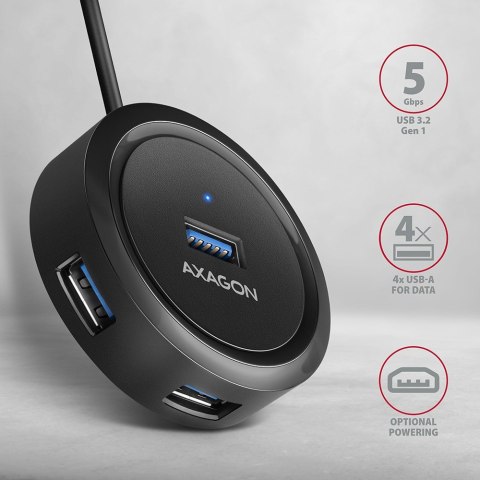 HUE-P1AL Hub 4-portowy USB 3.2 Gen 1 ROUND, micro USB, 1.2m USB-A kabel HUE-P1AL Hub 4-portowy USB 3.2 Gen 1 ROUND, micro USB, 1.2m USB-A kabel