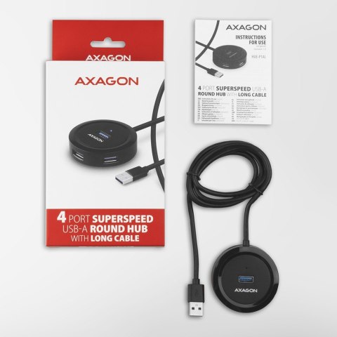 HUE-P1AL Hub 4-portowy USB 3.2 Gen 1 ROUND, micro USB, 1.2m USB-A kabel HUE-P1AL Hub 4-portowy USB 3.2 Gen 1 ROUND, micro USB, 1.2m USB-A kabel