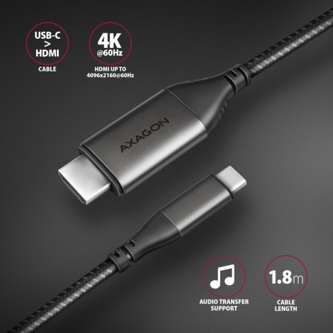 RVC-HI2MC Adapter USB-C -> HDMI 2.0 4K/60Hz Aluminum, 1.8m kabel RVC-HI2MC Adapter USB-C -> HDMI 2.0 4K/60Hz Aluminum, 1.8m kabel