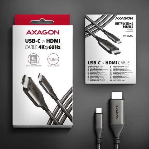 RVC-HI2MC Adapter USB-C -> HDMI 2.0 4K/60Hz Aluminum, 1.8m kabel RVC-HI2MC Adapter USB-C -> HDMI 2.0 4K/60Hz Aluminum, 1.8m kabel