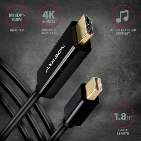 RVDM-HI14C2 Konwerter/kabel aktywny Mini DP > HDMI 1.4 kabel 1.8m4K/30Hz RVDM-HI14C2 Konwerter/kabel aktywny Mini DP > HDMI 1.4 kabel 1.8m4K/30Hz