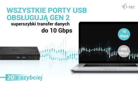 Stacja dokująca USB 3.0 / USB-C / Thunderbolt, 3 x 4K Gen 2 + zasilanie 100 W Stacja dokująca USB 3.0 / USB-C / Thunderbolt, 3 x 4K Gen 2 + zasilanie 100 W