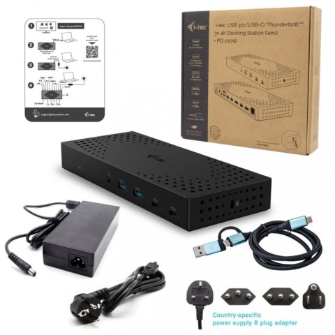 Stacja dokująca USB 3.0 / USB-C / Thunderbolt, 3 x 4K Gen 2 + zasilanie 100 W Stacja dokująca USB 3.0 / USB-C / Thunderbolt, 3 x 4K Gen 2 + zasilanie 100 W