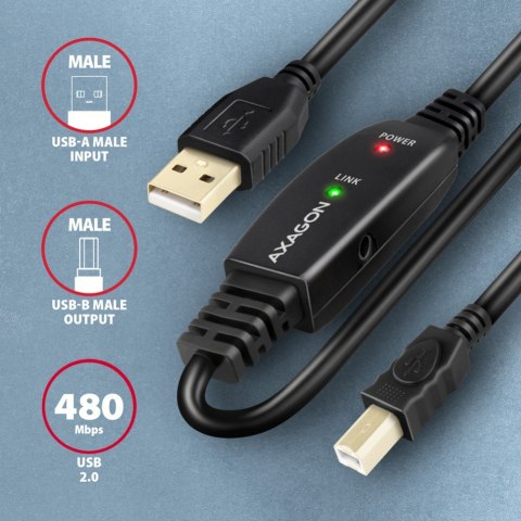 ADR-210B USB 2.0 A-M -> B-M Aktywny kabel połączeniowy/wzmacniacz 10m ADR-210B USB 2.0 A-M -> B-M Aktywny kabel połączeniowy/wzmacniacz 10m