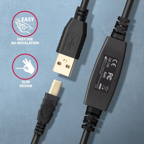 ADR-210B USB 2.0 A-M -> B-M Aktywny kabel połączeniowy/wzmacniacz 10m ADR-210B USB 2.0 A-M -> B-M Aktywny kabel połączeniowy/wzmacniacz 10m