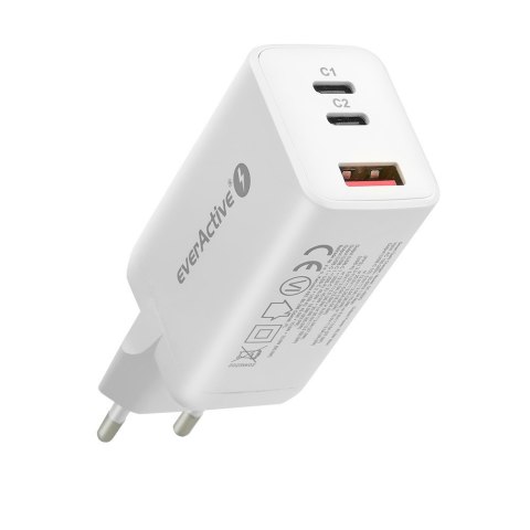 Ładowarka USB/USB-C QC4+ 65W technologia GaN Biała Ładowarka USB/USB-C QC4+ 65W technologia GaN Biała