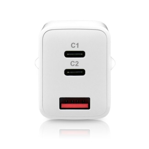 Ładowarka USB/USB-C QC4+ 65W technologia GaN Biała Ładowarka USB/USB-C QC4+ 65W technologia GaN Biała