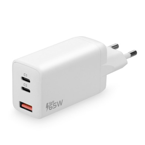 Ładowarka USB/USB-C QC4+ 65W technologia GaN Biała Ładowarka USB/USB-C QC4+ 65W technologia GaN Biała