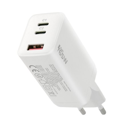 Ładowarka USB/USB-C QC4+ 65W technologia GaN Biała Ładowarka USB/USB-C QC4+ 65W technologia GaN Biała