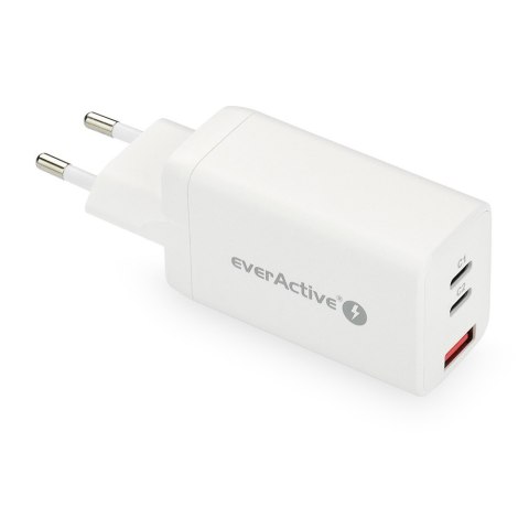 Ładowarka USB/USB-C QC4+ 65W technologia GaN Biała Ładowarka USB/USB-C QC4+ 65W technologia GaN Biała