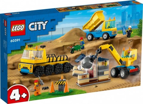 Klocki City 60391 Ciężarówki i dźwig z kulą wyburzeniową Klocki City 60391 Ciężarówki i dźwig z kulą wyburzeniową
