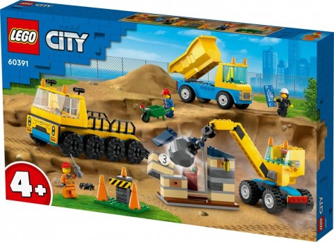 Klocki City 60391 Ciężarówki i dźwig z kulą wyburzeniową Klocki City 60391 Ciężarówki i dźwig z kulą wyburzeniową