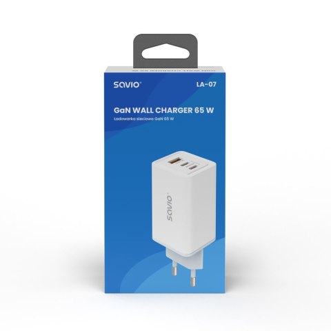 Ładowarka sieciowa USB GaN 65W, Quick Charge 4.0, Power Delivery 3.0, LA-07 Ładowarka sieciowa USB GaN 65W, Quick Charge 4.0, Power Delivery 3.0, LA-07