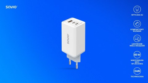 Ładowarka sieciowa USB GaN 65W, Quick Charge 4.0, Power Delivery 3.0, LA-07 Ładowarka sieciowa USB GaN 65W, Quick Charge 4.0, Power Delivery 3.0, LA-07