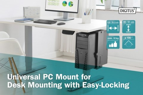 Uniwersalny uchwyt do montażu PC pod biurkiem z mechanizmem Easy-Locking Uniwersalny uchwyt do montażu PC pod biurkiem z mechanizmem Easy-Locking