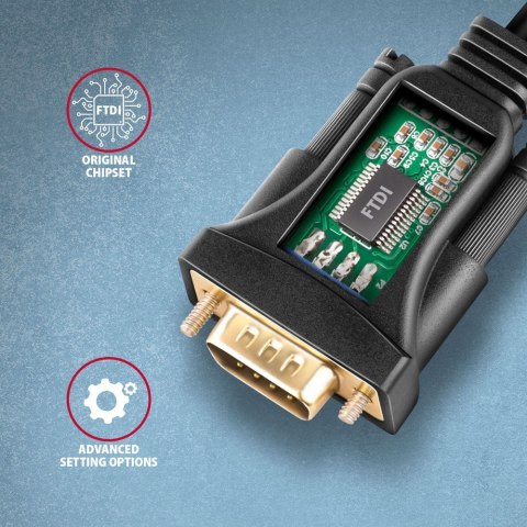 ADS-1PQN Adapter USB 2.0 > RS-232 Port szeregowy, 1,5m kabel, chip FTDI ADS-1PQN Adapter USB 2.0 > RS-232 Port szeregowy, 1,5m kabel, chip FTDI
