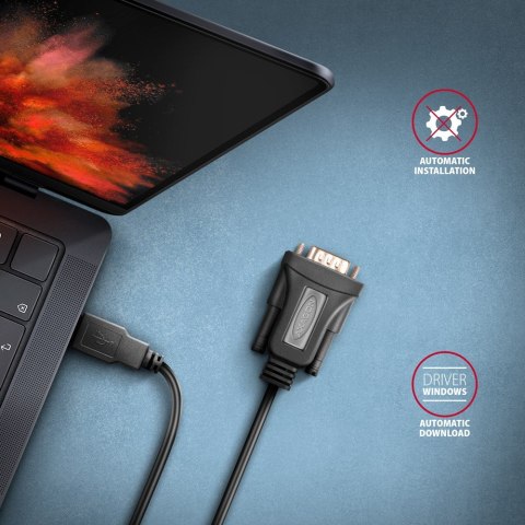 ADS-1PQN Adapter USB 2.0 > RS-232 Port szeregowy, 1,5m kabel, chip FTDI ADS-1PQN Adapter USB 2.0 > RS-232 Port szeregowy, 1,5m kabel, chip FTDI