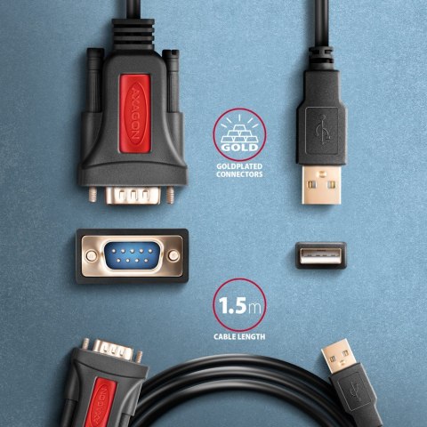 ADS-1PSN Adapter USB 2.0 > RS-232 Port szeregowy, 1.5m kabel, chip Prolific ADS-1PSN Adapter USB 2.0 > RS-232 Port szeregowy, 1.5m kabel, chip Prolific