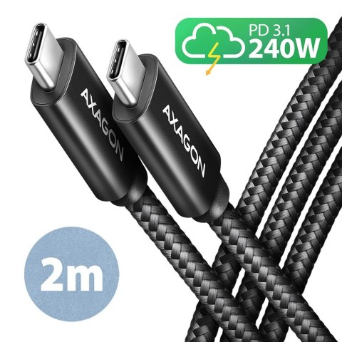 BUCM2-CM20AB Kabel USB-C - USB-C, 2.0m 5A charging, ALU, 240W PD, oplot, USB2.0, czarny BUCM2-CM20AB Kabel USB-C - USB-C, 2.0m 5A charging, ALU, 240W PD, oplot, USB2.0, czarny