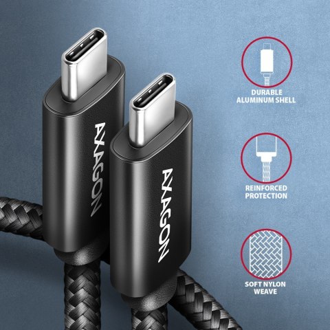 BUCM2-CM30AB Kabel USB-C - USB-C, 3.0m 5A charging, ALU, 240W PD, oplot, USB2.0, czarny BUCM2-CM30AB Kabel USB-C - USB-C, 3.0m 5A charging, ALU, 240W PD, oplot, USB2.0, czarny