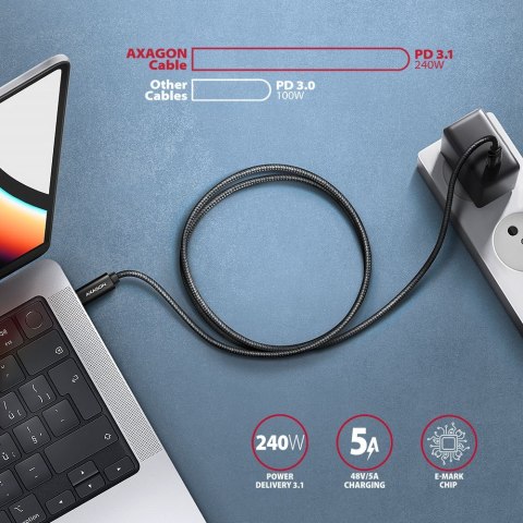 BUCM2-CM30AB Kabel USB-C - USB-C, 3.0m 5A charging, ALU, 240W PD, oplot, USB2.0, czarny BUCM2-CM30AB Kabel USB-C - USB-C, 3.0m 5A charging, ALU, 240W PD, oplot, USB2.0, czarny