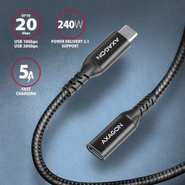 BUCM32-CF05AB Kabel przedłużacz Gen2 USB-C - USB-C 0.5m, 5A, 20Gbps, PD 240W, oplot, czarny