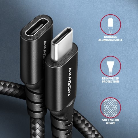 BUCM32-CF05AB Kabel przedłużacz Gen2 USB-C - USB-C 0.5m, 5A, 20Gbps, PD 240W, oplot, czarny BUCM32-CF05AB Kabel przedłużacz Gen2 USB-C - USB-C 0.5m, 5A, 20Gbps, PD 240W, oplot, czarny
