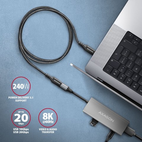 BUCM32-CF05AB Kabel przedłużacz Gen2 USB-C - USB-C 0.5m, 5A, 20Gbps, PD 240W, oplot, czarny BUCM32-CF05AB Kabel przedłużacz Gen2 USB-C - USB-C 0.5m, 5A, 20Gbps, PD 240W, oplot, czarny