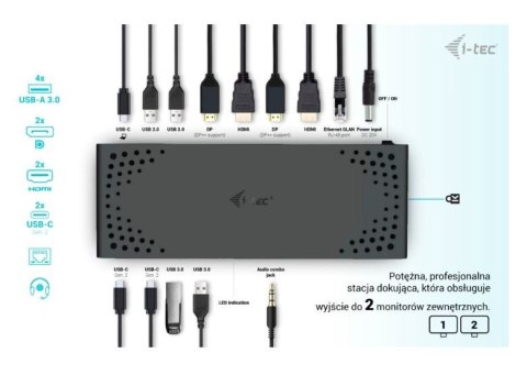 Stacja dokująca USB 3.0 / USB-C / Thunderbolt 3 Dual Display Gen2 + Power Delivery 100W Stacja dokująca USB 3.0 / USB-C / Thunderbolt 3 Dual Display Gen2 + Power Delivery 100W