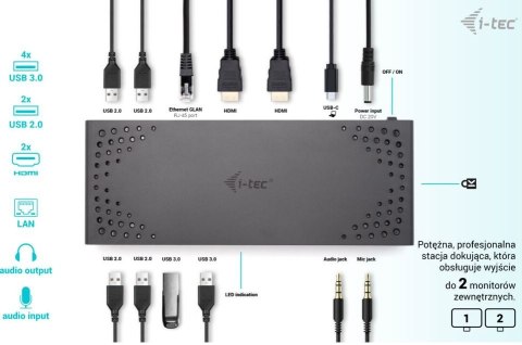 Stacja dokująca USB 3.0 / USB-C / Thunderbolt 2x HDMI + Power Delivery 100W Stacja dokująca USB 3.0 / USB-C / Thunderbolt 2x HDMI + Power Delivery 100W