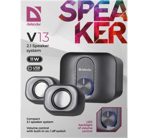 Głośniki komputerowe V13 2.1 11W USB podświetlenie LED Głośniki komputerowe V13 2.1 11W USB podświetlenie LED