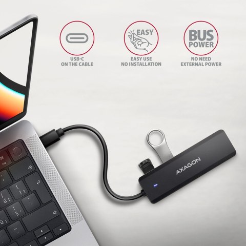 HUE-C1C 4-portowy hub USB 5Gbps Travel, USB-C power IN, kabel Type-C 19cm, USB-C dodatkowe zasilanie HUE-C1C 4-portowy hub USB 5Gbps Travel, USB-C power IN, kabel Type-C 19cm, USB-C dodatkowe zasilanie