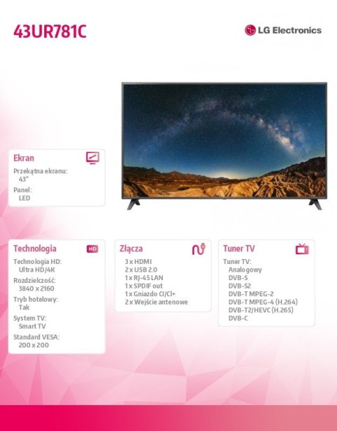 Telewizor LED 43 cale 43UR781C Telewizor LED 43 cale 43UR781C