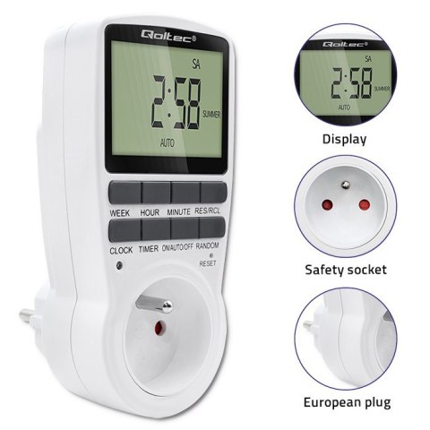 Elektroniczny programator czasowy PC0628 | 3680W | 16A | LCD Elektroniczny programator czasowy PC0628 | 3680W | 16A | LCD