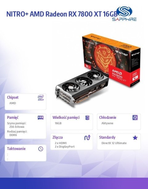 Karta graficzna Radeon RX 7800 XT Gaming OC 16G GDDR6 256bit 2DP/2HDMI Karta graficzna Radeon RX 7800 XT Gaming OC 16G GDDR6 256bit 2DP/2HDMI