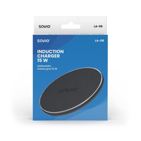 Ładowarka bezprzewodowa indukcyjna Qi, USB-C, 15W, LA-08 Ładowarka bezprzewodowa indukcyjna Qi, USB-C, 15W, LA-08