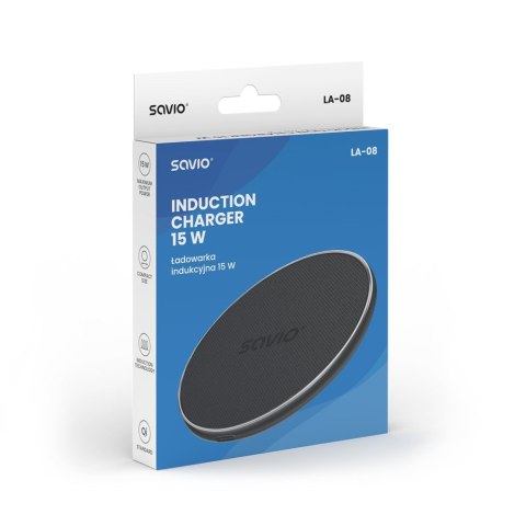Ładowarka bezprzewodowa indukcyjna Qi, USB-C, 15W, LA-08 Ładowarka bezprzewodowa indukcyjna Qi, USB-C, 15W, LA-08