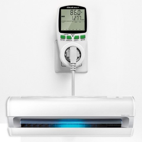 Watomierz Licznik zużycia energii PM0627 z historią pomiaru | 3680W | 16A | LCD Watomierz Licznik zużycia energii PM0627 z historią pomiaru | 3680W | 16A | LCD