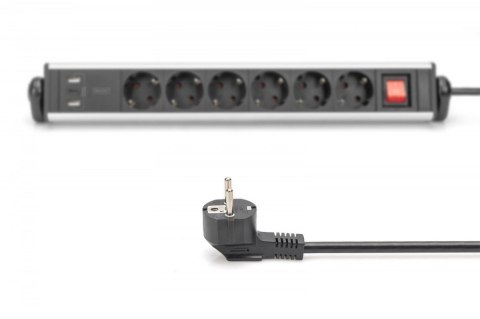 Listwa zasilająca biurowa 45° 6 gniazd, 2xUSB-A 1xUSB-C (5V/3,4A) możliwość obrotu o 180°, aluminiowa, z zaciskiem na blat Listwa zasilająca biurowa 45° 6 gniazd, 2xUSB-A 1xUSB-C (5V/3,4A) możliwość obrotu o 180°, aluminiowa, z zaciskiem na blat