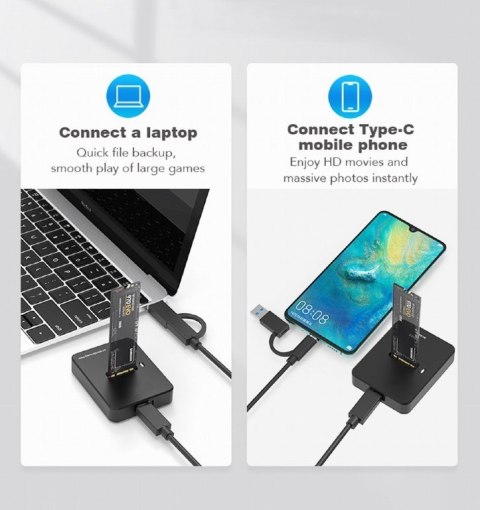 Stacja dokujaca dysków M.2 SATA i NVME USB-C Stacja dokujaca dysków M.2 SATA i NVME USB-C