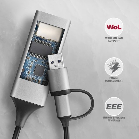 ADE-TXCA Karta sieciowa Gigabit Ethernet adapter, USB-C (USB-A redukcja) 3.2 Gen 1, instalacja automatyczna ADE-TXCA Karta sieciowa Gigabit Ethernet adapter, USB-C (USB-A redukcja) 3.2 Gen 1, instalacja automatyczna