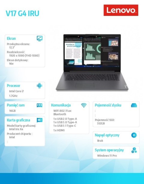 Notebook V17 G4 83A20011PB W11Pro i7-1355U/16GB/512GB/INT/17.3 FHD/3YRS OS Notebook V17 G4 83A20011PB W11Pro i7-1355U/16GB/512GB/INT/17.3 FHD/3YRS OS