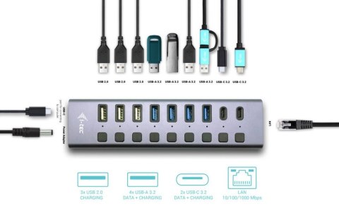 Hub USB 3.0/USB-C 9 portów LAN + Power Adapter 60W Hub USB 3.0/USB-C 9 portów LAN + Power Adapter 60W
